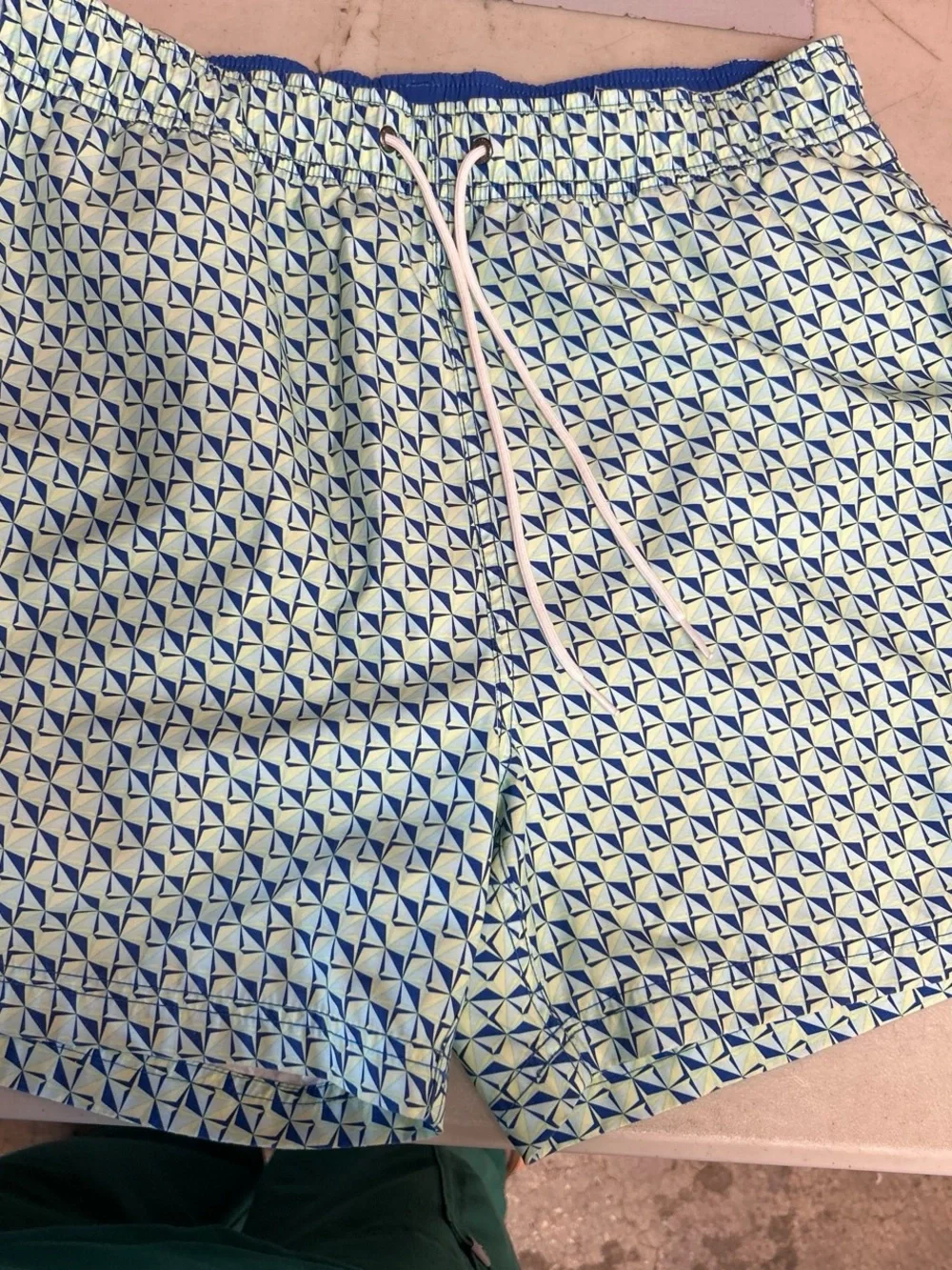 Nautica Blue & Light Green Geometric Swim Shorts